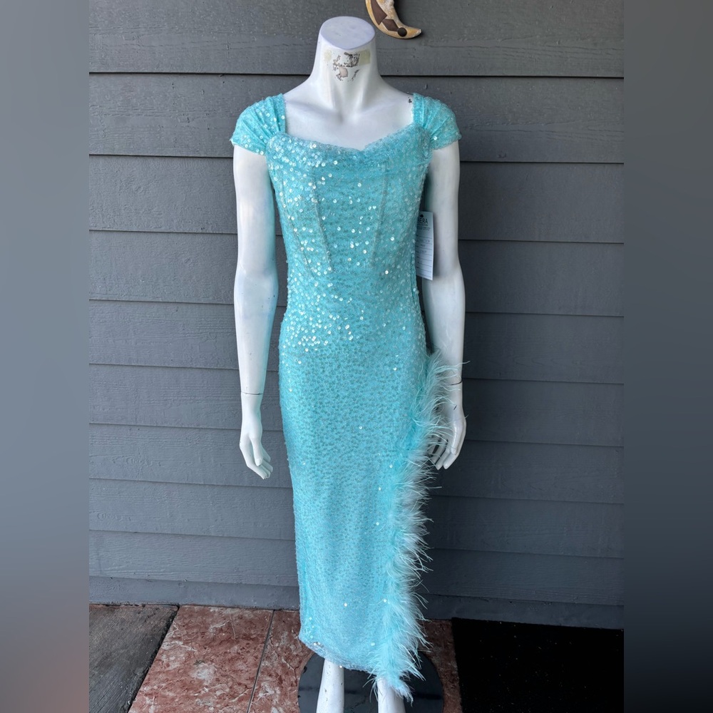 Hera Collection Aqua Sequin Gown